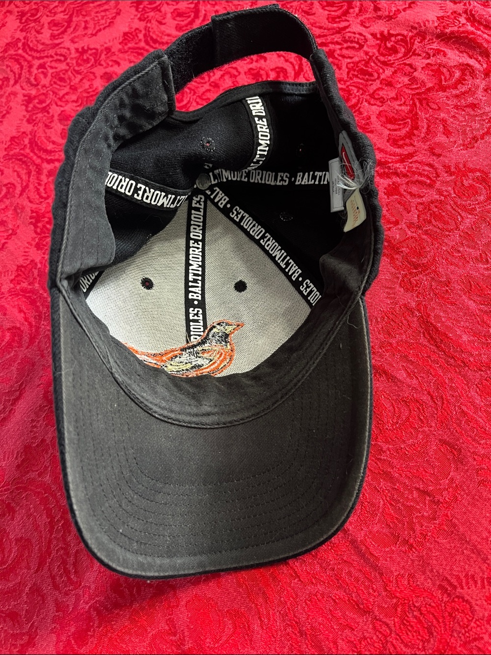 Nike Team Baltimore Orioles Adjustable Hat Black Orange Bird Logo Cap - Picture 5 of 10